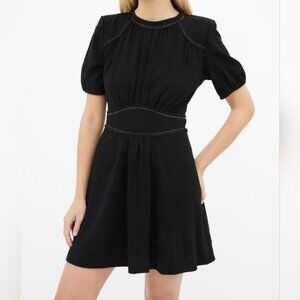 Isabel Marant Draped Contast Stitch Black Mini Dress